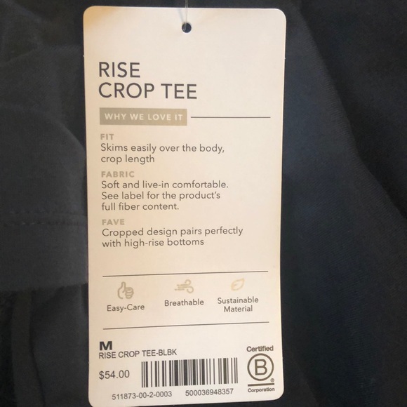 Last One❤️NWT ATHLETA RISE Crop Tee Top Shirt Black Medium - Picture 8 of 8